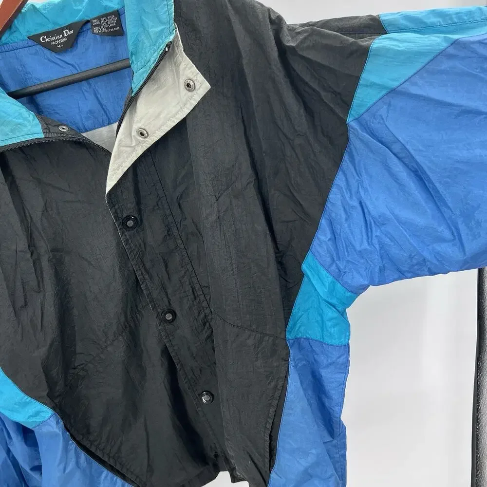 Vintage Christian Dior Monsieur Color Block Nylon Windbreaker Jacket Mens - Picture 6 of 15